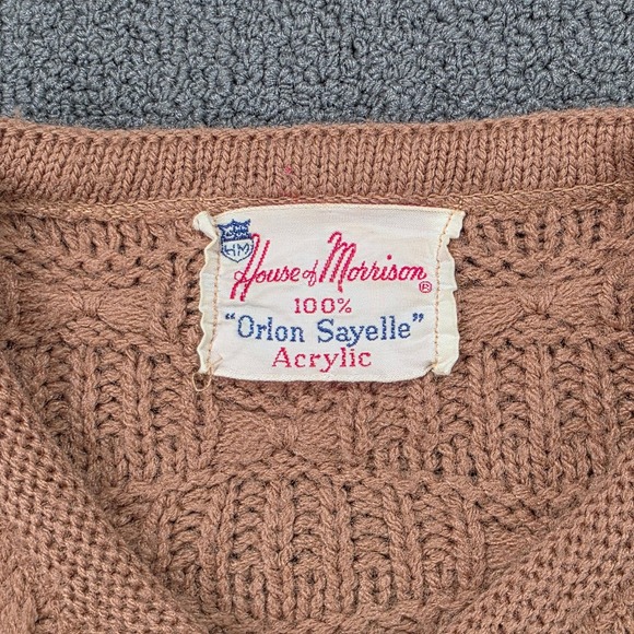 Vintage House of Morrison Pink Textured Knit Cardigan Orlon Sayelle Button Front - Picture 7 of 8